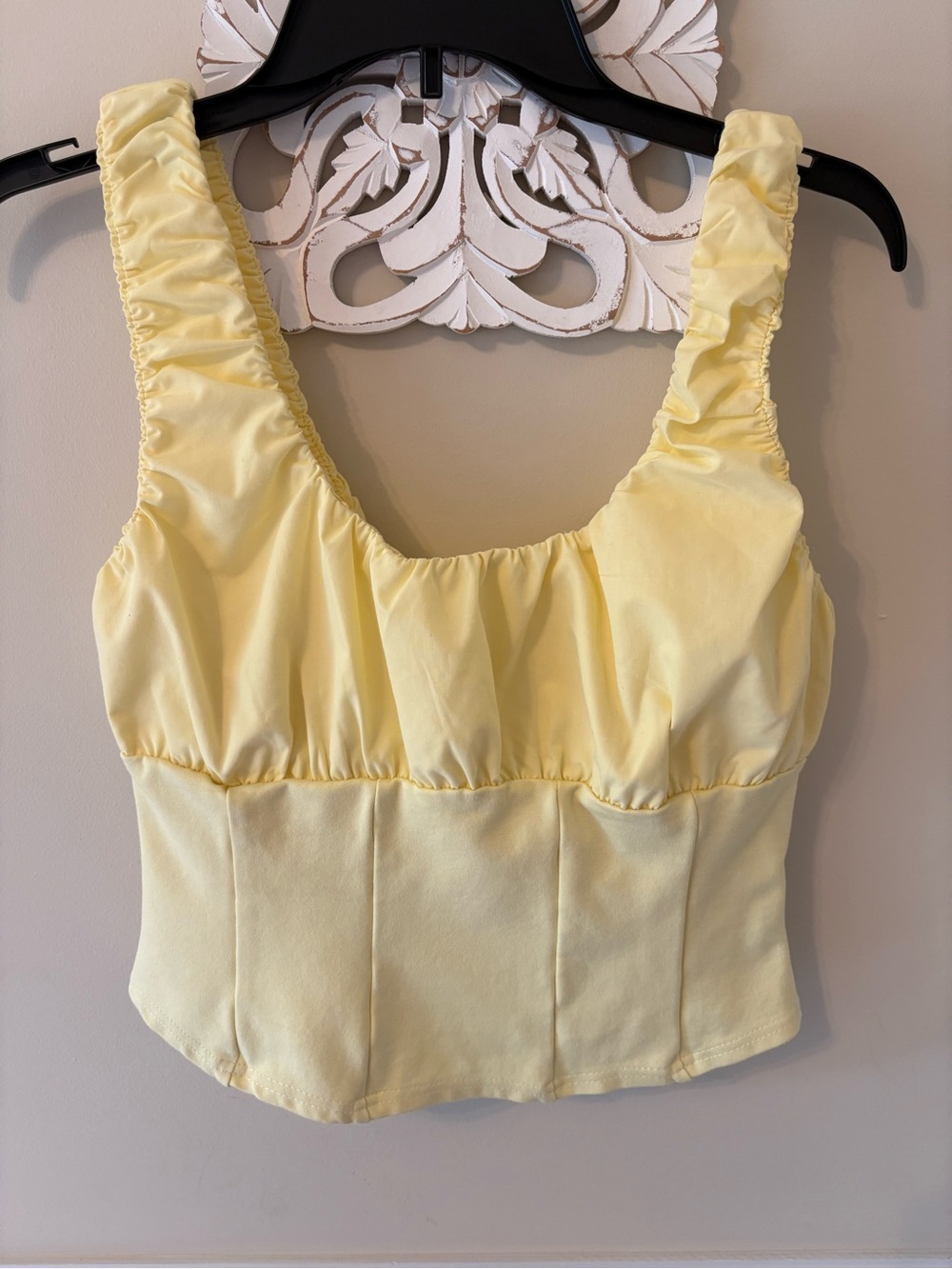 Ruched Strap Lemon Crop Top